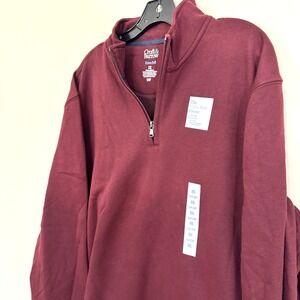 NWT Croft &‎ Barrow Burgundy Extra Soft Fleece Quarter-Zip Pullover Men's XXL